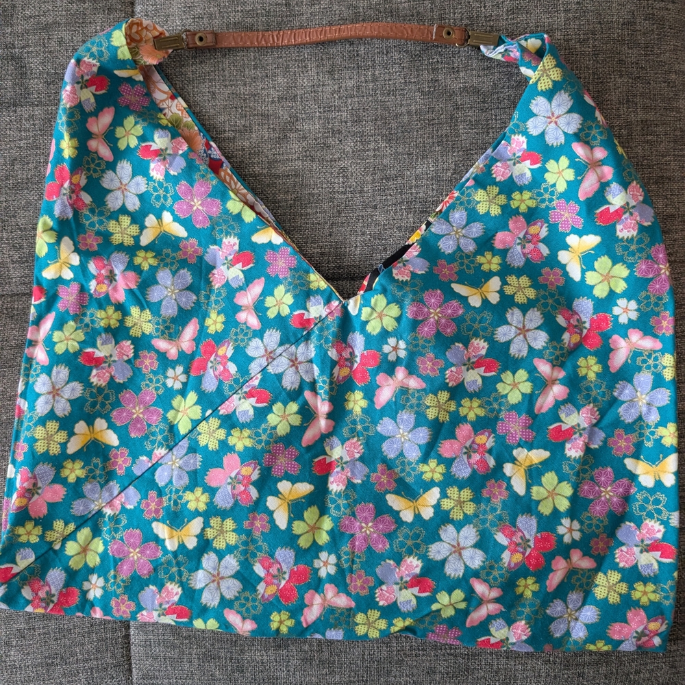 Origami Japanese Floral Patterned Shoulder Bag